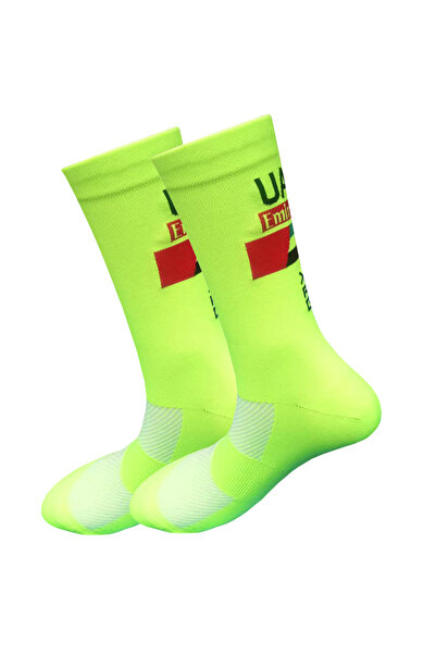 Choice4 One Size YELLOW White UAE Cycling Socks FDJ TEAM Lightweight Large Me...