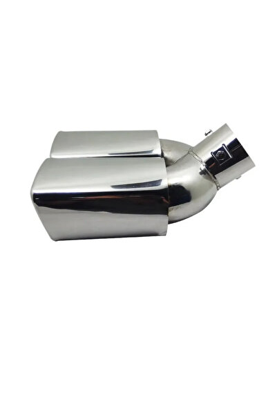 Choice1 Silver Curved Exhaust Tip Universal Double Outlet Nozzle Rear Muffler...
