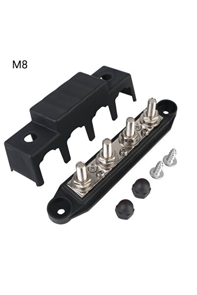 Choice3 Black M8 Caravan RV Power Distribution Block 4 Ways 48V 250A DC Bus B...
