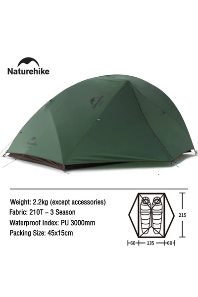 Naturehike Green-210T Star River Camping Tent Ultralight Two Person Waterproo...