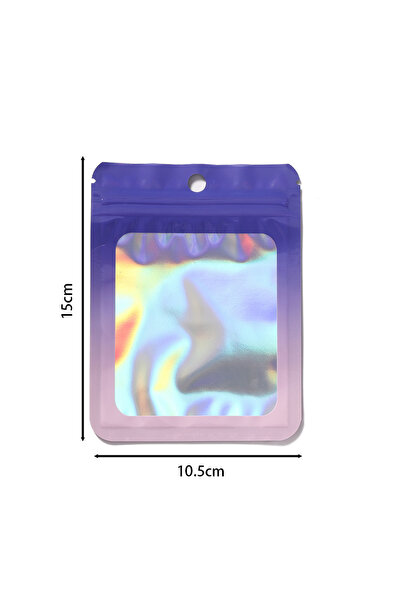 Choice Purple 10x15cm 50pcs Thicken Ziplock Bags Gradient Holographic Laser A...