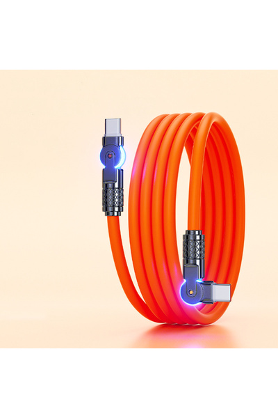 Choice5 2m Orange 60W PD Super Fast Charge USB C to Type C Cable 180 Degree E...