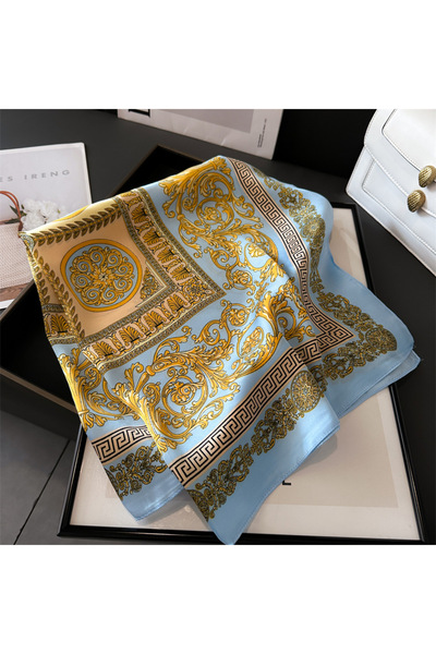 Choice3 وشاح حريري مربع جديد رمادي اللون بتصميم عصري للفصول الأربعة مقاس 70×7...
