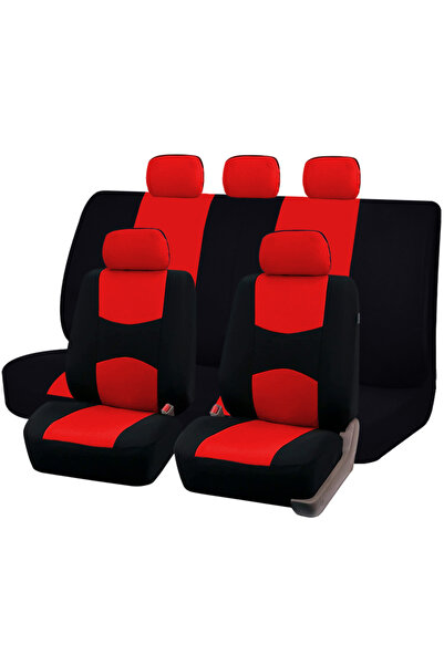 Choice Red Set Plain Fabric Bicolor Stylish Car Seat Covers Universal Polyest...
