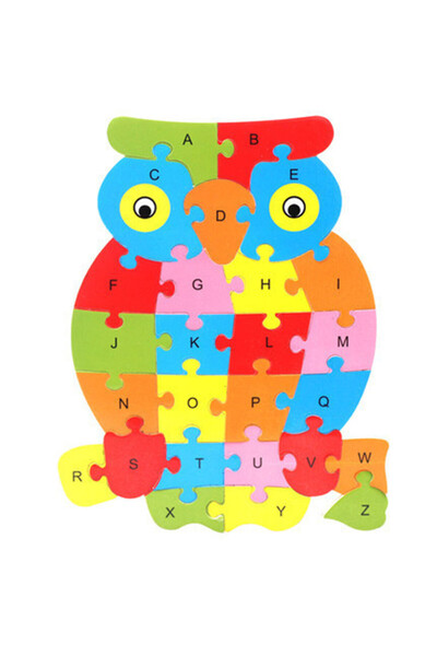 Choice6 Owl English Letter Building Block Wood Animal Jigsaw Puzzle Children ...