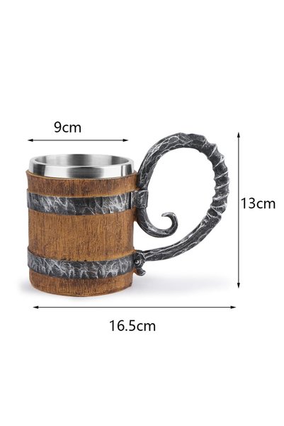 APWIKOGER Wood 004 Viking Wood Style Beer Mug Simulation Wooden Barrel Beer C...