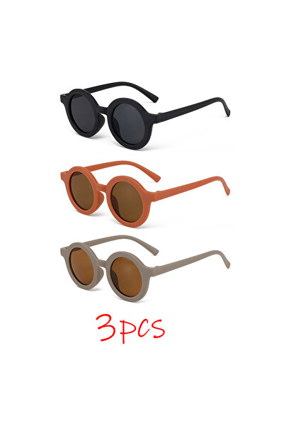 Choice 3PCS-1 Children's sunglasses, inset style round frame, 1-7 year old ba...