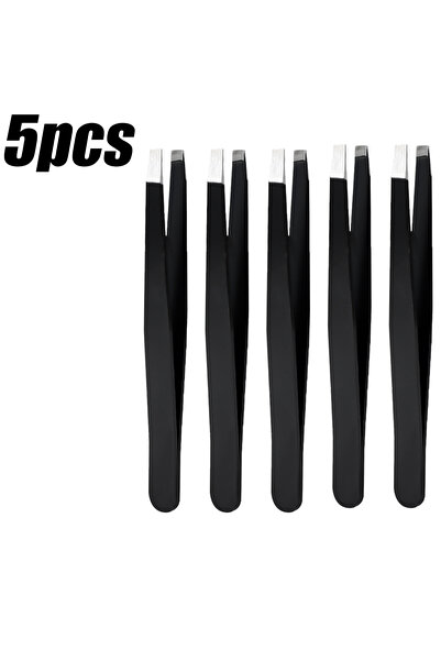 Choice3 black-5pcs 1/10pcs Black Precision Eyebrow Tweezers Stainless Steel E...