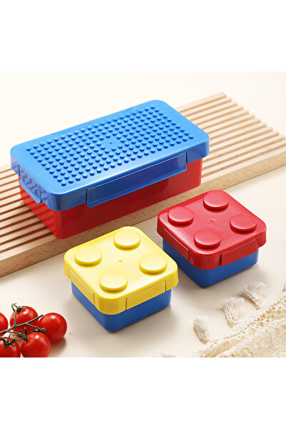 Choice without bag blue Portable Sealed Lunch Box Color Building Blocks Splic...