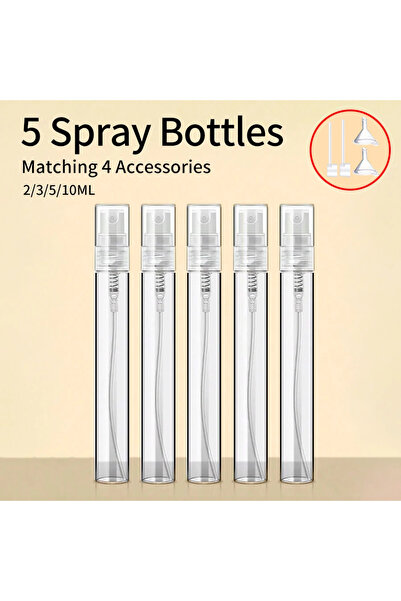Choice1 Glass 10ml Clear 5pcs 4 Accessories 2/3/5/10ml Portable Perfume Spray...