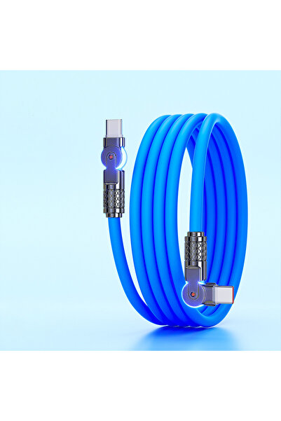 choice2 2m Blue 60W PD Super Fast Charge USB C to Type C Cable 180 Degree Elb...