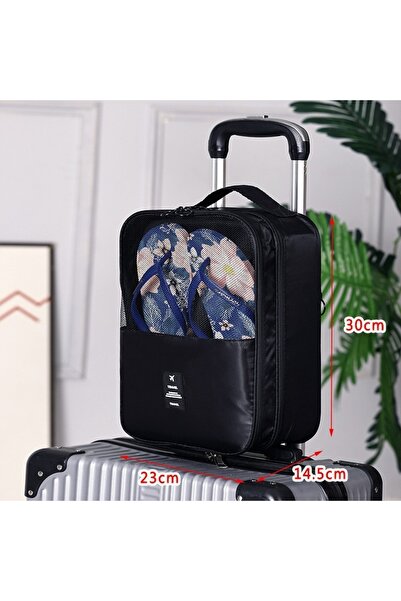 Choice Black Travel Shoe Bag Storage Bag Washed Diagonal Breathable Mesh Mult...