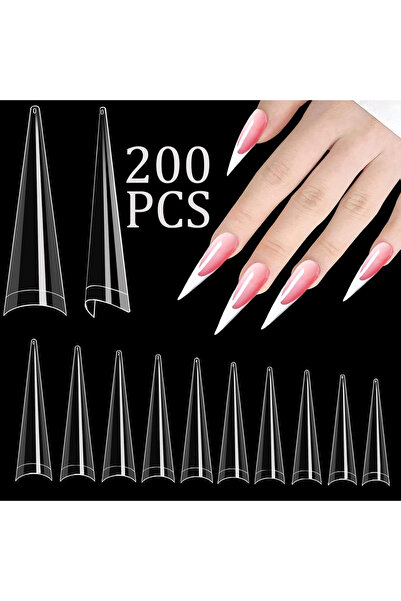 Choice Ivory 20/100/200/400/1000pcs XL Stiletto Nail Tips Half Cover False Na...