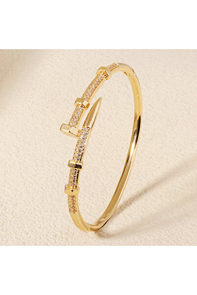 Choice BS-J5507G Classic Copper-Inlaid Zircon Open Bangle for Women Fashion H...