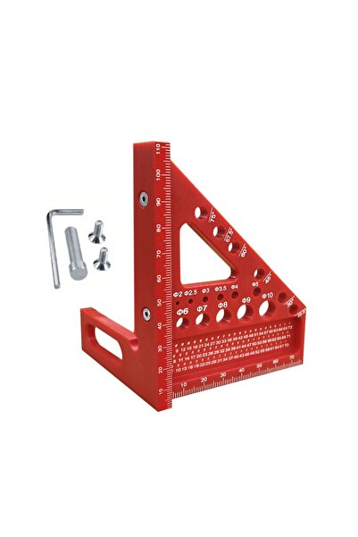 choice2 1pc Red High Precision Square & Multi-Angle Plastic Measuring Ruler w...