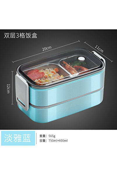 Choice double layer blue 304 stainless steel lunch box for Adults Kids School...
