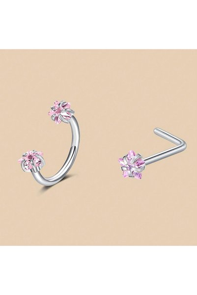 Choice9 Geometric Face 18G 1.0mm Nose Rings & Studs 2pcs-6 6/2pcs Horseshoe N...