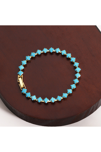 Choice9 style C gold Blue Turquoise Bracelet 18K Gold Plated Waterproof Brace...