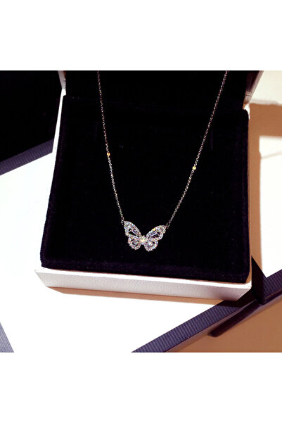 Choice 42cm 5cm XL555 Huitan Delicate Butterfly Pendant Necklace with Shiny C...
