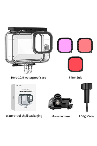 Choice مجموعة فلتر حافظة TELESIN 60M مقاومة للماء لكاميرا GoPro Hero 13 12 11...