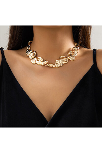 Choice gold color IngeSight.Z Creative Irregular Metal Patchwork Choker Neckl...