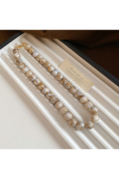 Choice6 brown color 2 7 Colors 42cm Smudging Round Beads Acrylic Choers Neckl...