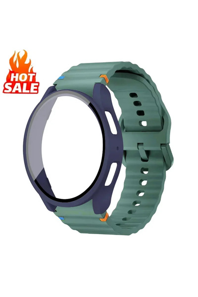 Choice55 Galaxy 5 4 44mm 2pack Olive green-Mi Case+Strap for Watch 7 6 5 4 40...