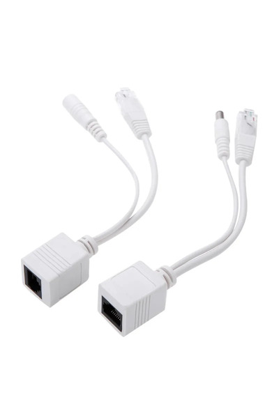 Choice white AB 1 Pair Passive Power Over Ethernet Adapter Cable POE Cable PO...