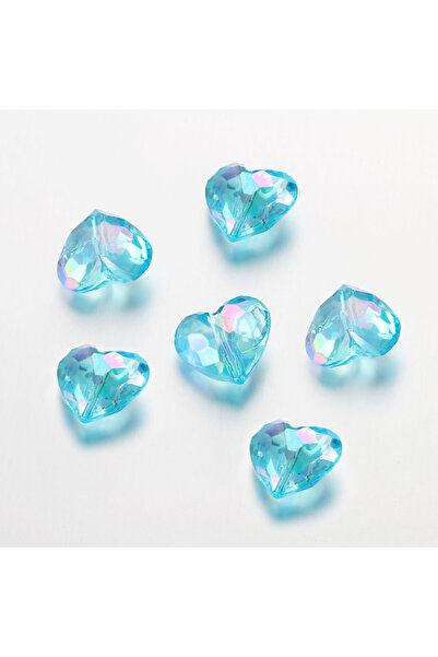 Choice Blue 20pcs Acrylic Heart Beads Transparent Loose Spacer Beads for DIY ...