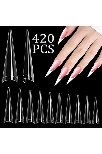 Choice GRAY 20/100/200/400/1000pcs XL Stiletto Nail Tips Half Cover False Nai...