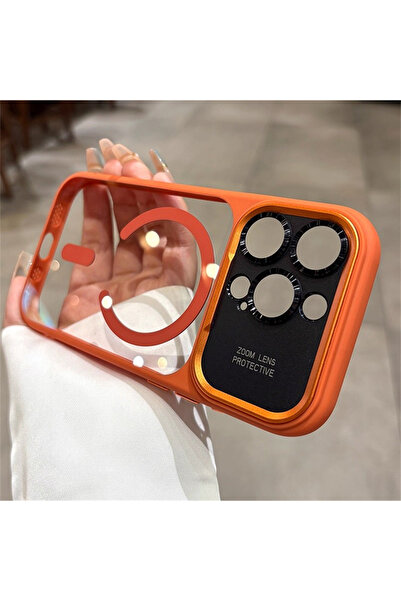 Choice86 iPhone 16 Pro Max Orange Luxury Magnetic Metal Lens Bumper Protectio...