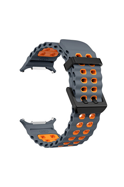 Choice6 Galaxy Watch 7 Ultra Spacegray Orange NEW Marine Silicone Strap for W...