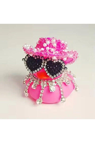 choice2 1PC Pink Bling Bling Pink Black Diamond Rubber Duck Car Ornaments Das...