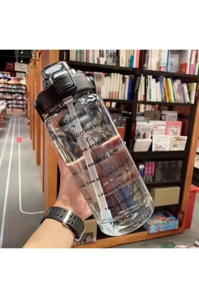 Choice 2.0L Black 2 Liter Water Bottle with Straw Female Jug Girls Portable T...