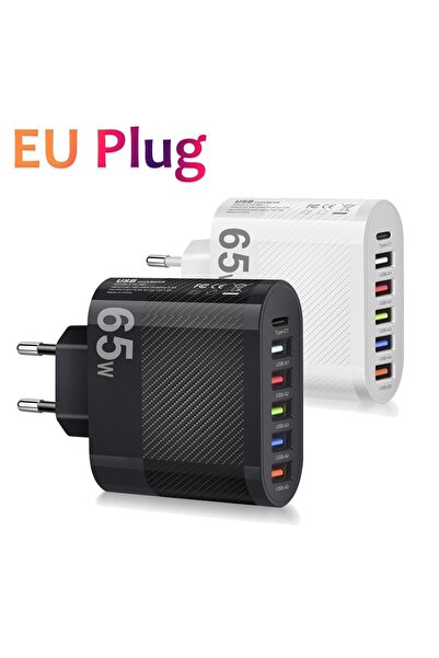 Choice Black EU Plug 3.1A 5Ports USB Charger PD Charging Adapter For Xiaomi i...