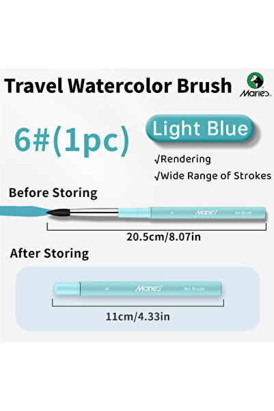 Choice1 Light Blue-6 Marie's Travel Watercolor Brush 1pc,Light Blue,for Water...