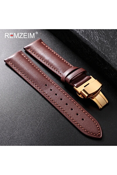 Choice9 18mm Brown-Golden Leather Watchband 18mm 20mm 22mm Men's and Women's ...