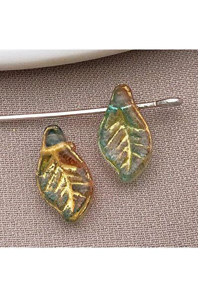 Choice7 26700-50pcs 20/50pcs 7*12mm Gold-Trimmed Mini Laurel Leaves, Czech-st...