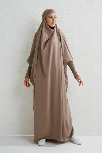 Choice One Size Gold Muslim Abaya Hooded Smocking Sleeve One-piece Prayer Dre...