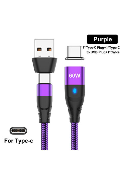 Choice 2m Purple for Type C 60W Magnetic Cable Fast Charging USB C To TypeC M...