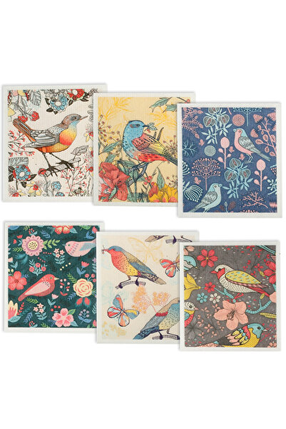 Choice 6PCS bird 5/6/12PCS Kitchen Dish Towels Absorbent Swedish Dishcloths K...