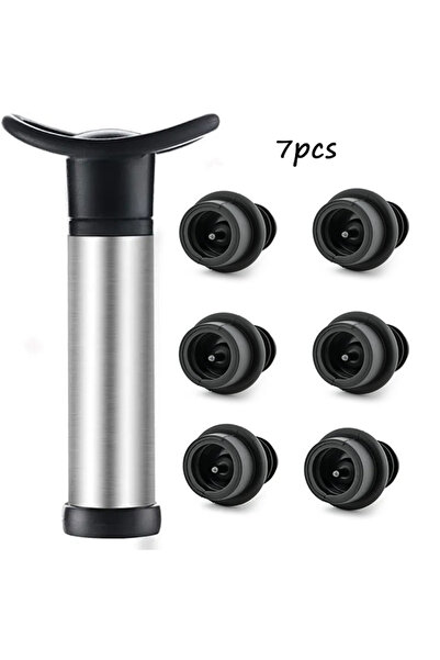 Choice set 5 Wine Stopper with Vacuum Wine Pump Wine Preserver Aerator Black ...