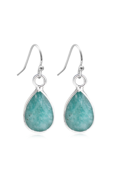 Choice Amazonite a Natural Stone Earrings for Women Teardrop Agate Crystal Am...