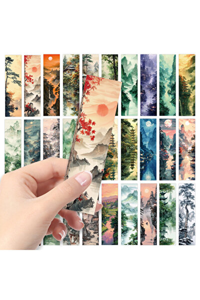 Choice Mixed Color 32pcs, Ink Landscape Bookmark, suitable for back-to-school...