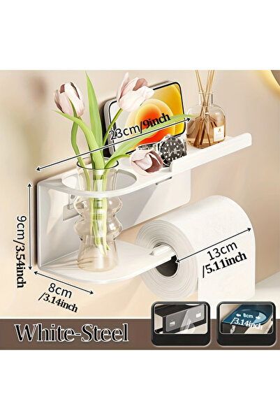 Choice White-Steel Wall Mounted Tissue Holder Without Drilling, Widened Stora...