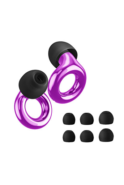 Choice Purple Reusable High-Fidelity Ear Plugs - 8 Ear Tips in XS/S/M/L - Con...