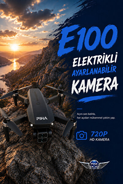piha E100 Fırçasız Motor Hd 720p Çift Kameralı 2Batarya&25Dakika Uçuş Taşıma Çantalı Drone