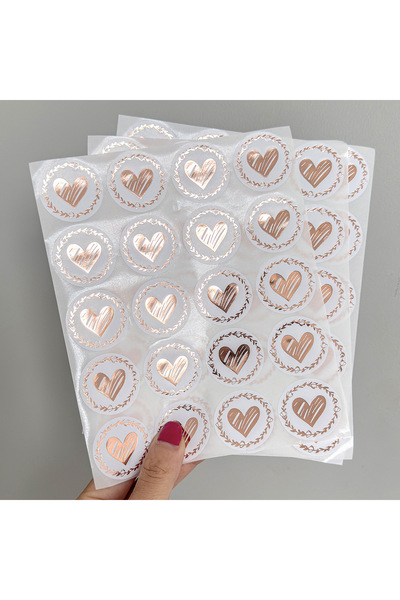 Choice Rose Gold-200pcs 200 Pcs Round Transparent Gold Heart Adhesive Sticker...