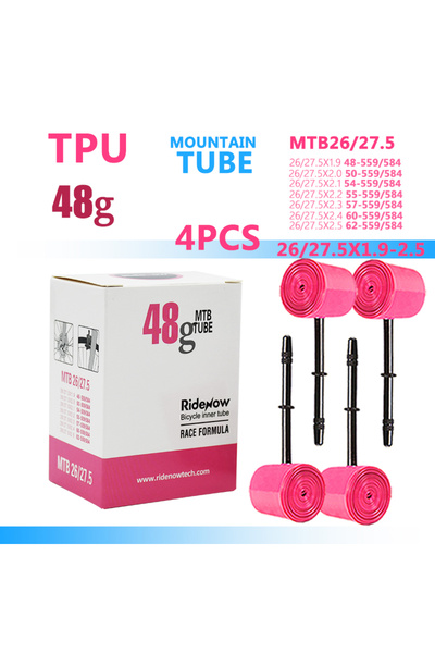 Choice صمام بريستا 45 ملم 26 27.5x1.9-2.5 4 قطع، أنبوب TPU من RideNow، إطار د...