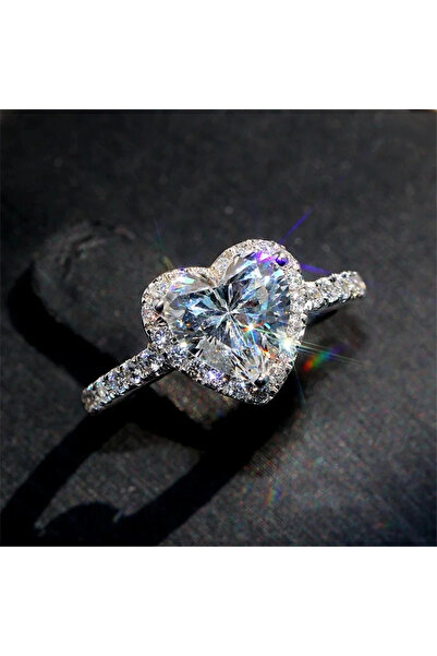 Choice R1138-Silver-11 R1138-Silver Luxury Silver Color Heart Ring for Women ...